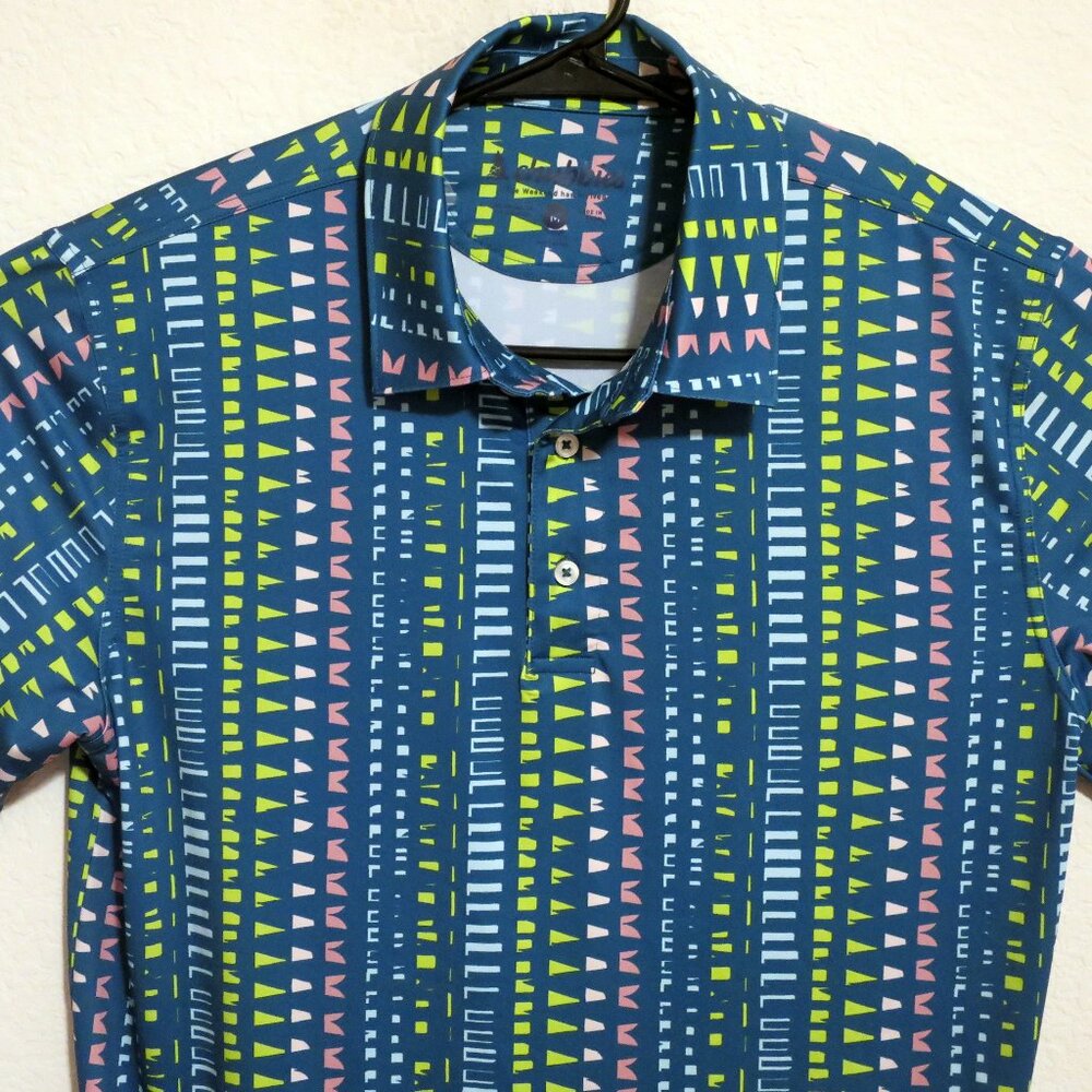 Chubbies Shirt Mens Medium Short Sleeve Golf Performance Polo Green Blue